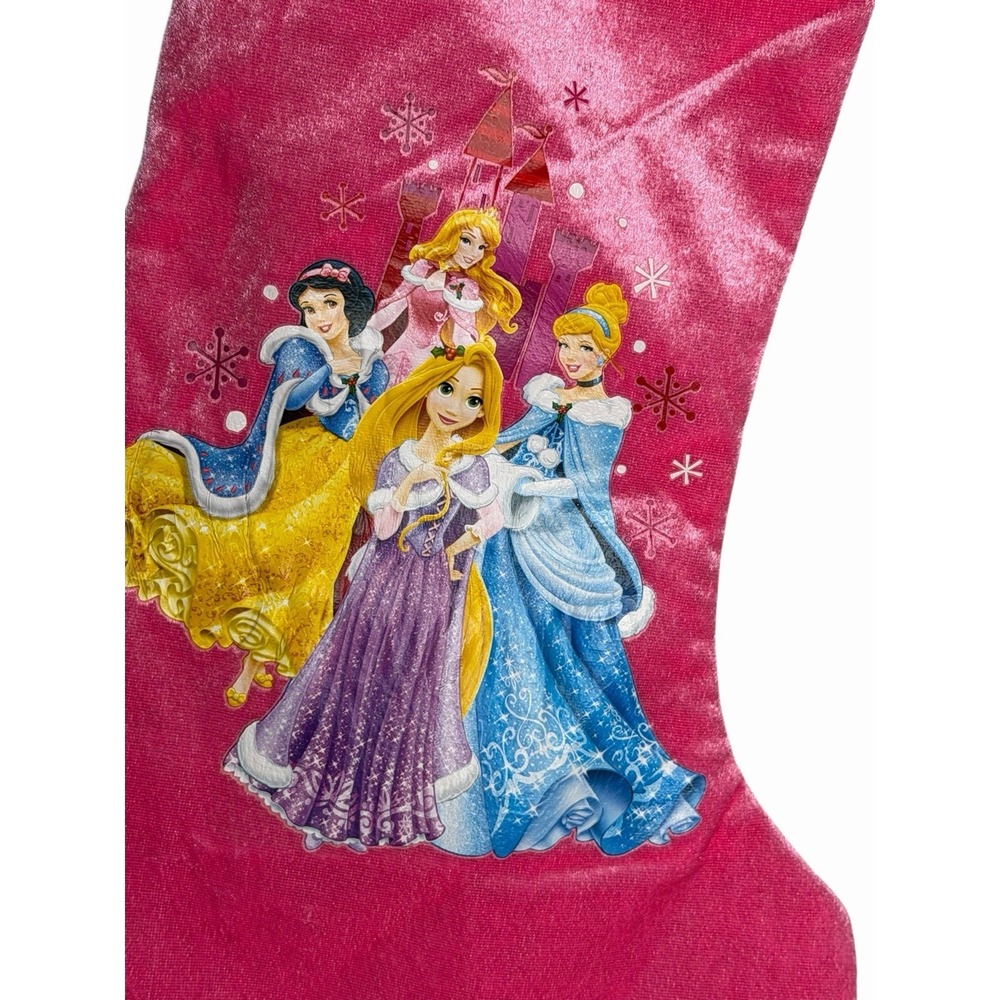 Disney Princess 17" Christmas Stocking Pink Cinderella Snow White Aurora Rupunze - Picture 2 of 5